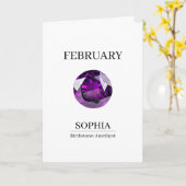 Carte February Amethyst Personalized Birthday (Fleur jaune)