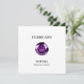 Carte February Amethyst Personalized Birthday (Debout devant)