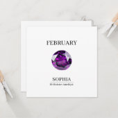 Carte February Amethyst Personalized Birthday (Devant/Arrière en situation)