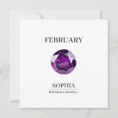 Carte February Amethyst Personalized Birthday (Devant)