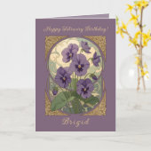 Carte February Birth Flower Violet Viola Art Nouveau Sty (Fleur jaune)