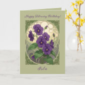 Carte February Birthday Viola Flowers Art Nouveau Style (Fleur jaune)