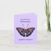 Carte February Purple Agathina Emperor Butterfly Art (Devant)