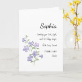 Carte February Violet Personalized Birthday (Fleur jaune)