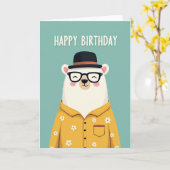 Carte Fedora Joyeux Ours (Fleur jaune)