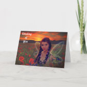 Carte Fée au coucher du soleil dans un champ de pavots I (Devant)