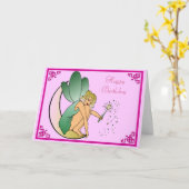 Carte Fée avec le joyeux anniversaire de baguette (Fleur jaune)