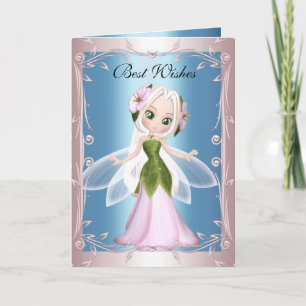 Carte Fée Bleue Rose