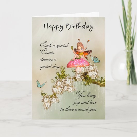 Carte Fée Cousin Anniversaire Avec Blossom (Devant)