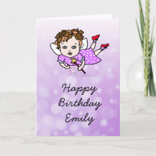 Carte Fée d'art populaire fantaisiste Joyeux Anniversair