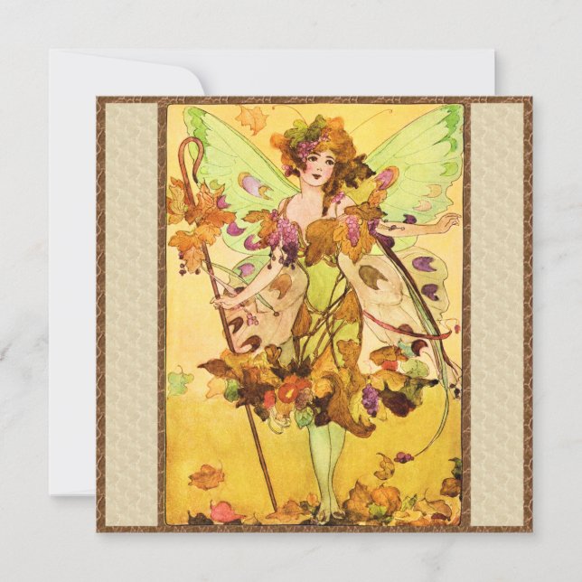 Carte Fée d'automne papillon fille (Devant)