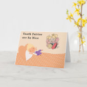 Carte Fée de dents Laisser de l'argent pour un jeune gar (Fleur jaune)