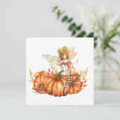 Carte Fée de forêt & Bouquet Citrouille d'automne (Debout devant)