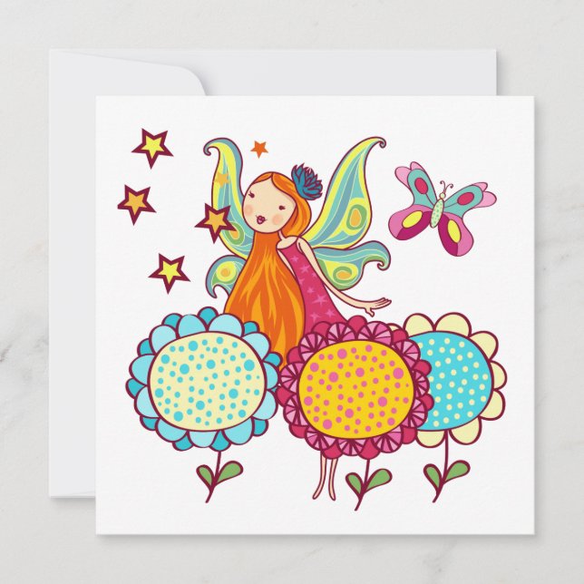 Carte Fée De Jardin Avec Fleurs (Devant)