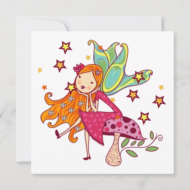 Carte Fée de jardin sur Champignons (Devant)