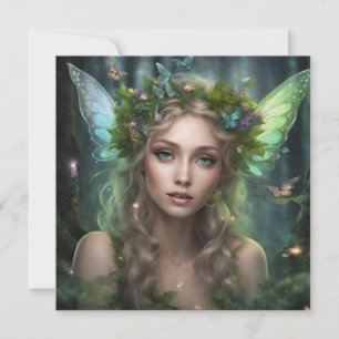 Carte Fée de la forêt magique et belle nature 
