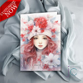 Carte Fée de Noël des fleurs