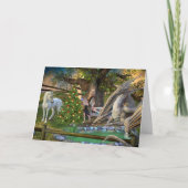 Carte Fée de Noël Fantastique Licorne Dragon  (Devant)