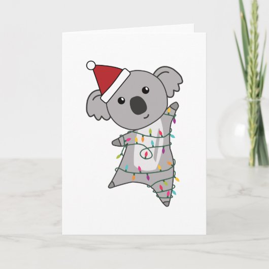 Carte Fée de Noël Koala Lumières Animal Mignon (Devant)