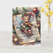 Carte Fée de Noël Pixie jouant du violon (Fleur jaune)