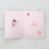Carte Fée du cinquième anniversaire, filles mignonnes pe (Intérieur)