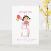 Carte Fée du cinquième anniversaire, filles mignonnes pe (Fleur jaune)