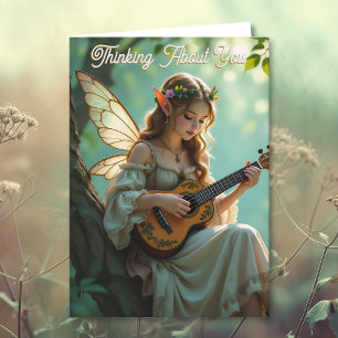 Carte Fée Elfe avec Ukulele Pensant à Toi