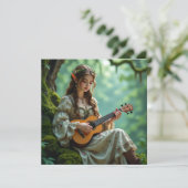 Carte Fée Elfe Enchantée Jouant du Ukulele (Debout devant)