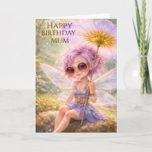 Carte Fée Fantaisiste Pissenlit–Joyeux Anniversaire Mama