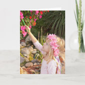 Carte Fée fille peindre une fleur (Devant)