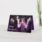 Carte Fée gothique fille phares à cordes d'anniversaire (Devant)