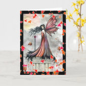 Carte Fée Gothique Sorcière Halloween (Fleur jaune)