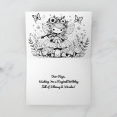 Carte Fée Jouer de la Viola sur un champignon Anniversai (Intérieur)