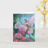 Carte Fée parmi les fleurs de cerisier (Fleur jaune)