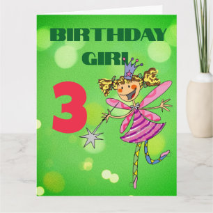 Carte Fée personnalisée pour les 3 ans d'une fille