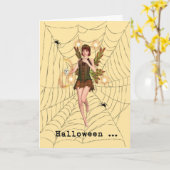 Carte Fée Peur Halloween (Fleur jaune)