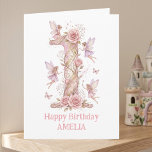 Carte Fée Premier Anniversaire Rose Numéro Un Fille 1er<br><div class="desc">Célébrez le premier anniversaire magique de votre petite fille avec cette carte de "1" anniversaire enchantée, décorée à l'intérieur et à l'extérieur avec un texte entièrement modifiable. Le design fantaisiste à l'aquarelle de fées voltigeant autour d'un grand chiffre un rose est parfait pour un premier anniversaire. Des roses roses en...</div>