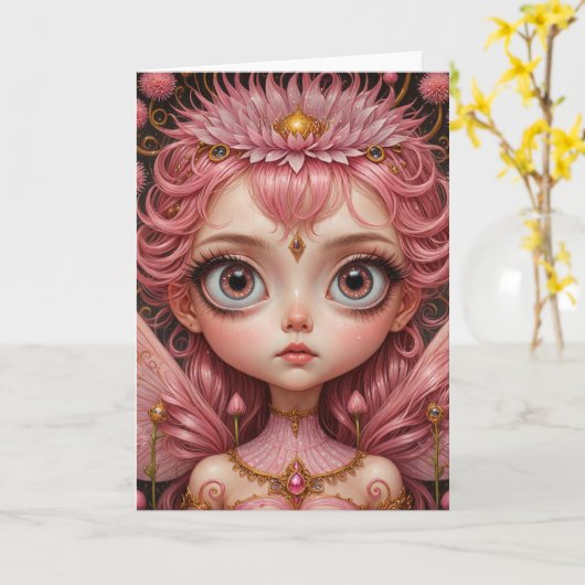 Carte Fée rose (Fleur jaune)