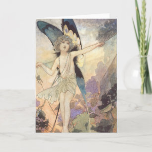 Carte Fée vintage de papillon victorien par Robinson