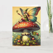 Carte Fée vintage et champignons Joyeux anniversaire (Devant)
