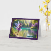 Carte Fée violette au lac Young Girl Birthday Card (Fleur jaune)