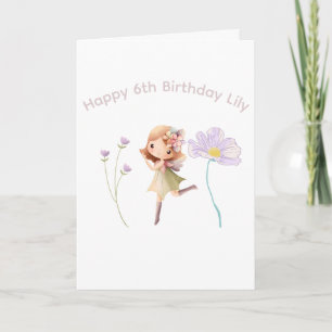 Carte Fée Whimsical avec fleurs Anniversaire