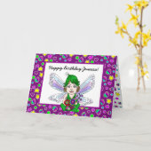 Carte Fée Whimsical avec fleurs Joyeux anniversaire (Fleur jaune)