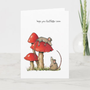 Carte Feel Better Soon, Whimsical Art, Mice, Toadstools