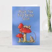 Carte Feel Better Soon, Whimsical Art, Mice, Toadstools (Devant)