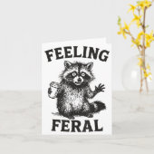 Carte Feeling Feral Raccoon Drink Coffee Funny Trash Pan (Fleur jaune)