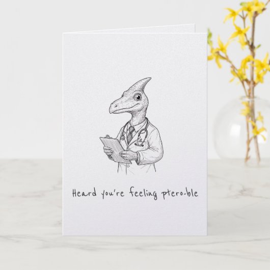 Carte Feeling ptero-ble funny punny get well card (Fleur jaune)