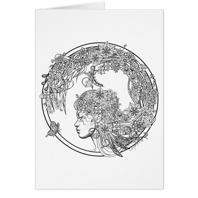 Carte féerique de coloration de la fleur (Devant)