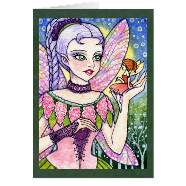 Carte féerique d'imaginaire de fleur de papillon (Devant)