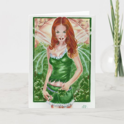 Carte féerique irlandaise de shamrock (Devant)